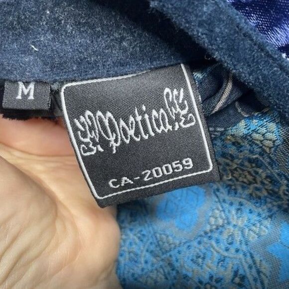 VTG Poetica Patchwork Reversible Button Front Vest Women Size M Blue/Purple - Picture 2 of 11